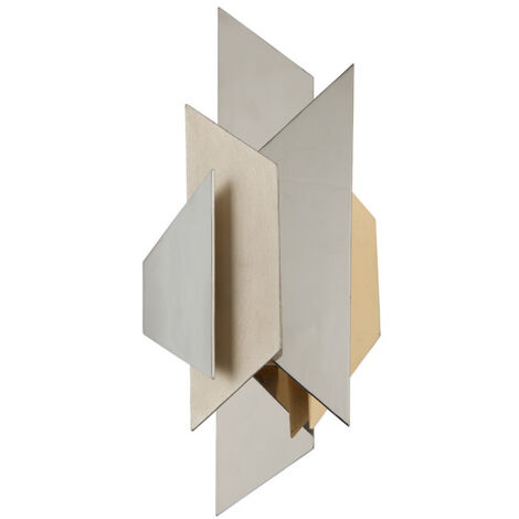 Modernist Applique murale à 1 lumière en acier inoxydable poli, feuille d'or