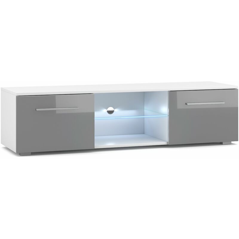 3xEliving Modernist TV-Schrank Punes weiß/grau glänzend 100 cm LED
