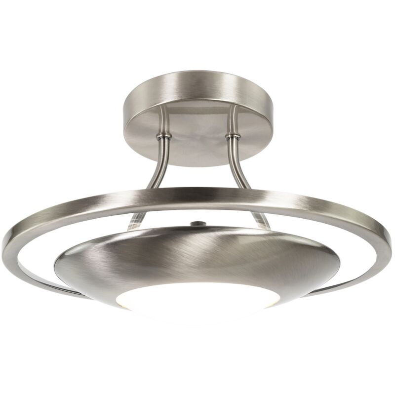 Modernistic Semi Flush Eco Friendly LED Ceiling Light Fitting in Satin Nickel by Happy Homewares