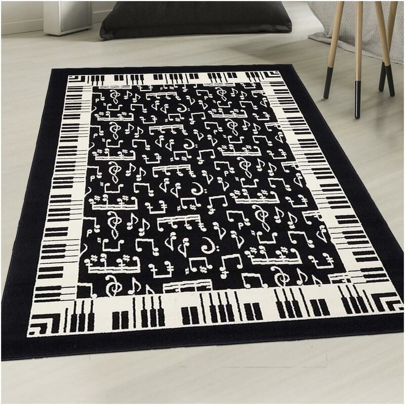 

moderno diseño de alfombra 60x110 cm rectangular AF melomania Entrada Negro adecuado para calefacción por suelo radiante - Noir