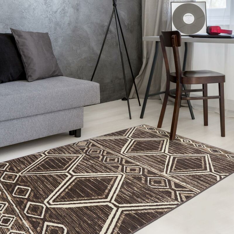 

Dezenco - Alfombra bereber de estilo bereber de polipropileno rojo - Marron