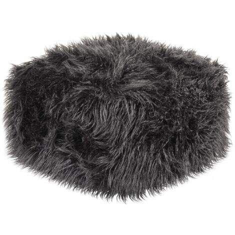Moderno Pouf Intrecciato da Salotto 50 x 30 cm Pelle Sintetica Nero Mukki