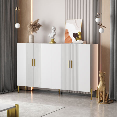 Moderno semplice mobiletto multifunzionale bianco opaco 4 ante apri e chiudi mobiletto da pranzo decorazione dorata 16035100cm
