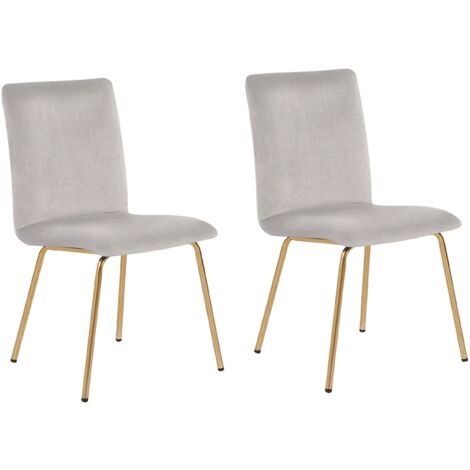 Moderno set di 2 sedie da pranzo in velluto senza braccioli con gambe in metallo grigio Rubio