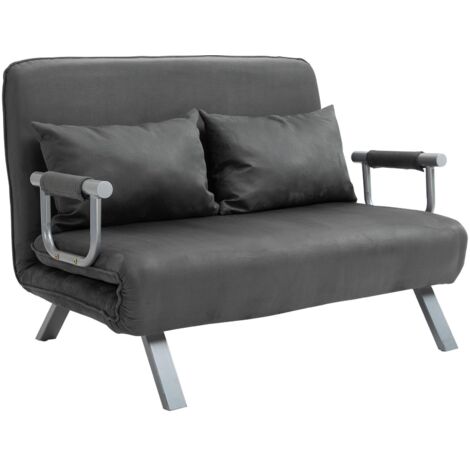 Moderno sofá cama doble plegable, sillón gris 3 en 1 tapizado con función de descanso y respaldo ajustable para salón, dormitorio, oficina y apartamento.