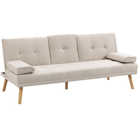 Moderno sofá cama plegable, sillón de tela gris con estructura resistente y madera maciza. Patas, puede soportar 250 kg, adecuado para sala de estar, dormitorio, oficina, apartamento.