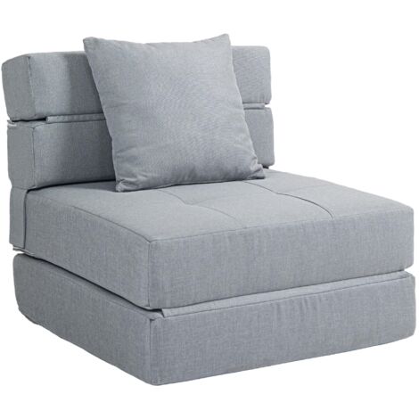 Moderno sofá reclinable gris con asiento tapizado ajustable y función cama. Capacidad de carga: hasta 100 kg. Una cama adicional en la sala de estar y el dormitorio.
