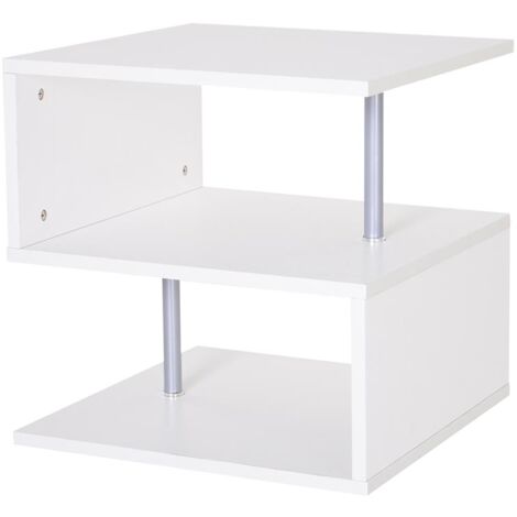 MODERNO TAVOLINO BASSO DA SALOTTO IN LEGNO BIANCO. 50X50X50CM