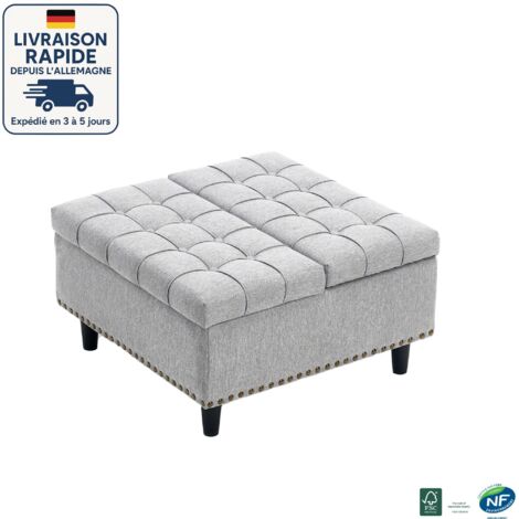 MODFU - Sgabello sollevabile con contenitore, adatto per soggiorno e camera da letto, 75×75×41cm, lino, grigio