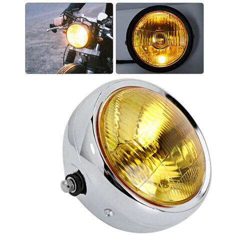 Modifizierter runder Scheinwerfer für CG125 GN125 Motorrad mit gelber Retro-Linse (elektrisch platziert)