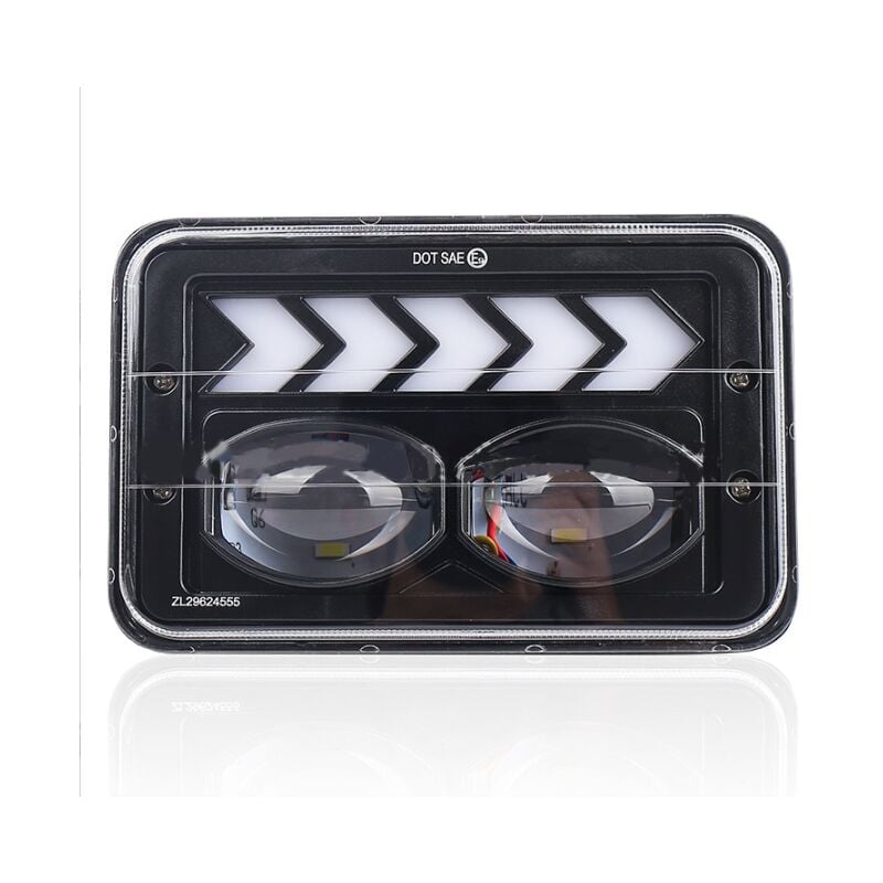 Lucky-88 - Phare led 17,8 x 15,2 cm rectangle 12,7 x 17,8 cm avec forme de flèche Angel Eye Halo et blanc drl et clignotant jaune pour camion de