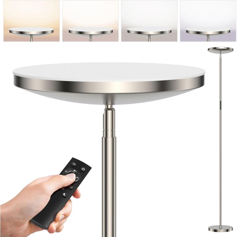 30W Lampadaire led Dimmable Nickel, 3330lm Lampadaires sur pied Salon avec Télécommande & Contrôle tactile, 3000-6000K Moderne Lampadaire avec 1H