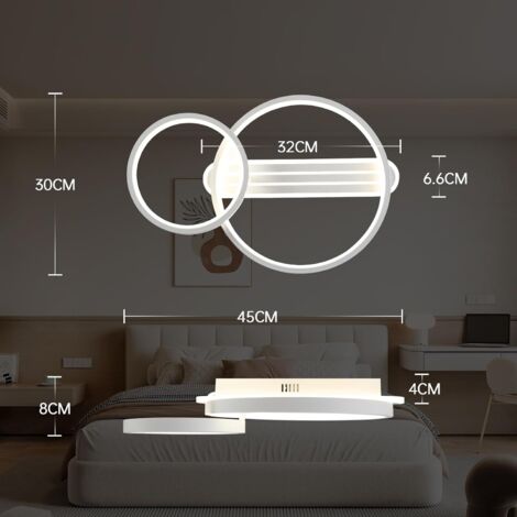 Modlicht 36W LED Deckenleuchten Weiß 3800LM-Moderne Drehbares Doppelring 50cm,Dimmbar 3000-6500K,Fernbedienung,für Schlafzimmer Wohnzimmer [Klasse F]