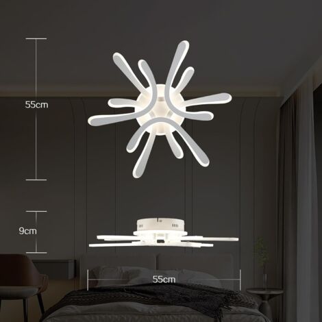Modlicht 40W LED Deckenleuchten Weiß 3800LM-Moderne sechsblättriges Acryl 55cm,Dimmbar 2800-6000K,Fernbedienung,für Schlafzimmer Wohnzimmer [Klasse F]
