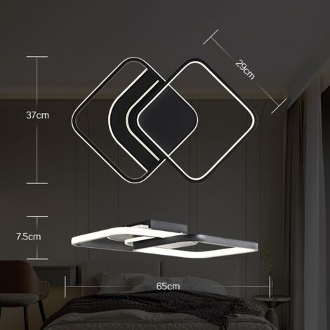 Modlicht 45W LED Deckenleuchten Schwarz 5600LM-Moderne Stufenrahmen Acryl 65cm,Dimmbar 2800-6000K,Fernbedienung,für Schlafzimmer Wohnzimmer [Klasse E]