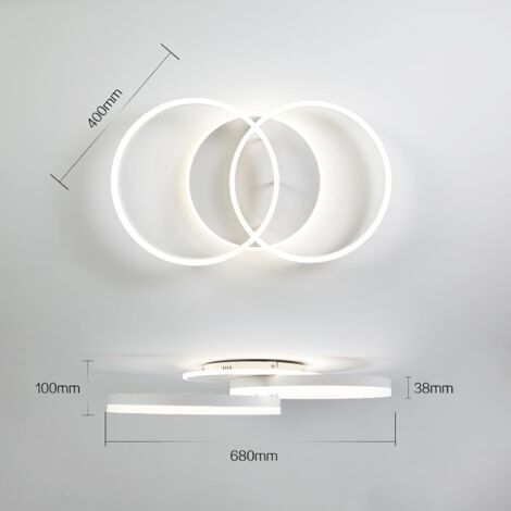 Modlicht 48W LED Deckenleuchten Weiß 4800LM-Moderne 2 ring Acryl 68cm,Dimmbar 2700-6500K,Fernbedienung,für Schlafzimmer Wohnzimmer [Klasse F]