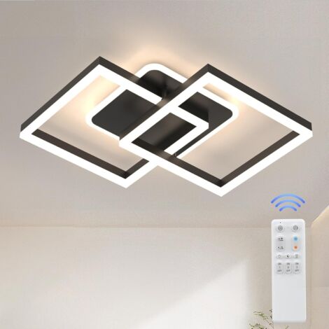 Modlicht LED Deckenlamape Schwarz 40W 3600LM,Dimmbar 3000-6500K,Fernbedienung,Modern Geometrisch Deckenleuchten für Wohnzimmer Schlafzimmer 65x42cm [klasse F]