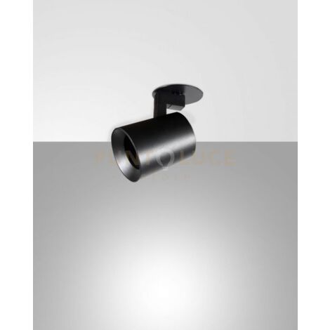 MODO INCASSO SPOT NERO 1 LUCE ALLUMINIO SPAZZOLATO ORIENTABILE  ATTACCO GU10 IP20 D.6,5CM
