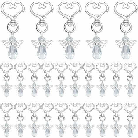 MODOU 30 Pièces Pendentifs Ange Gardien,  Perle Chaîne de Clé Ange Gardien Pendentifs Décorations de Fête pour Mariage, Baptême, Communion, Cadeau pour Invité