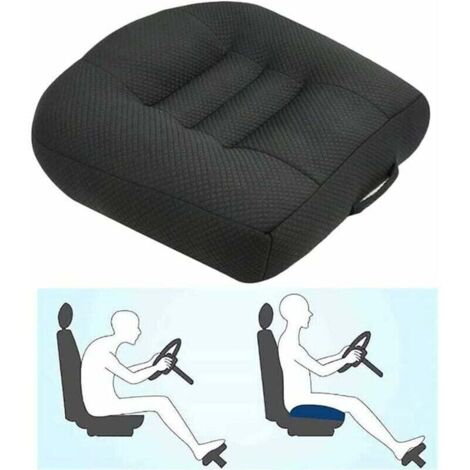 MODOU - Cuscino rialzato per auto, cuscino rialzato per sedile auto per sollievo e comfort con rete traspirante, aumenta il campo visivo di 12 cm (nero)