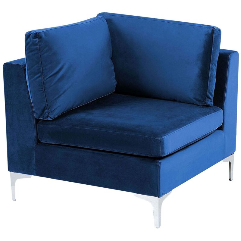 Beliani Modul Ecksessel Blau Polsterbezug Aus Samtstoff Quadratisch Mit 2 Rückenkissen Modernes Glamour Design Arbeits- Und Wohnzimmer Salon Möbel