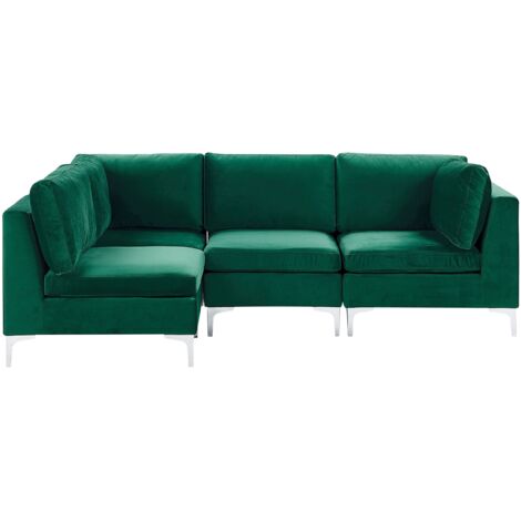 Modul Ecksofa 4-Sitzer EVJA Samtstoff Grün rechtsseitig