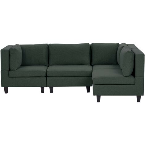 Modul Ecksofa 4-Sitzer UNSTAD Stoff Dunkelgrün linksseitig