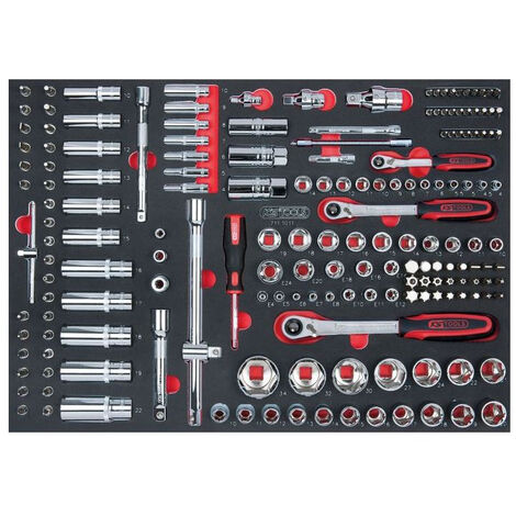 Modul mit Steckschlüsseln und Zubehör 1/4'',3/8'', 1/2'' KSTOOLS - 175 Teile - 711.1011