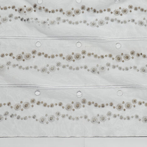 Modulable à petites fleurs brodées Taupe 70x120 cm