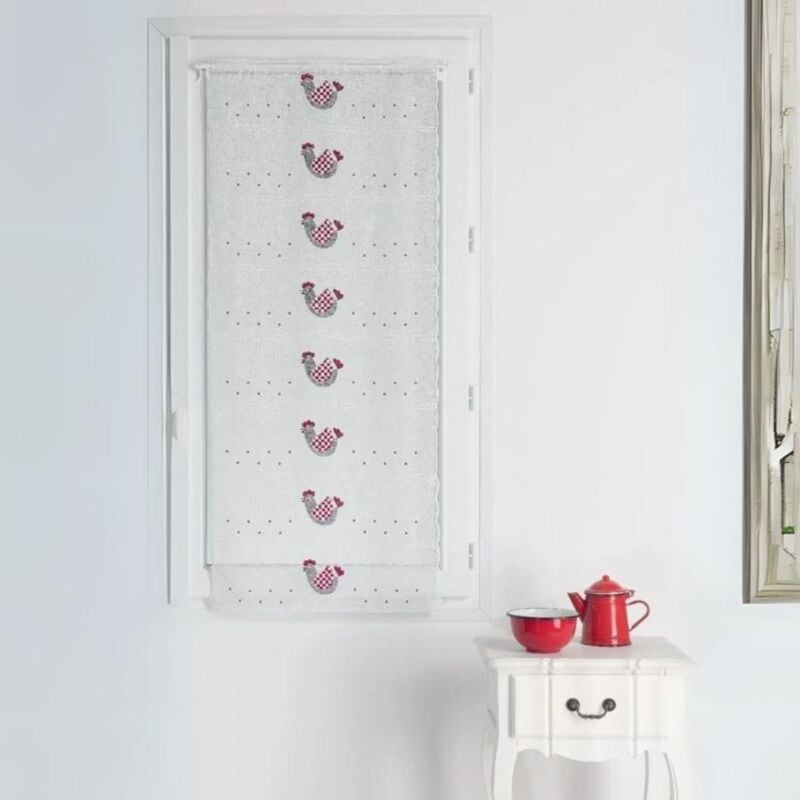 Modulable aux broderies de poules Bordeaux 0.9x1.2 m