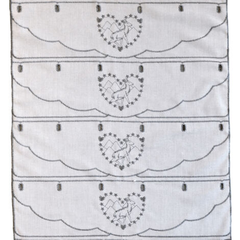 Modulable brodé ambiance montagne Gris 45x180cm