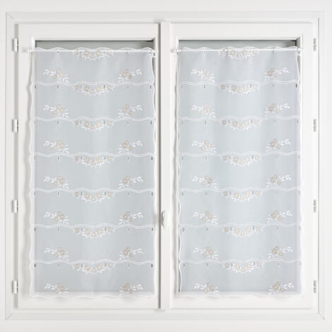 Modulable brodé avec motifs fleurs et feuilles Lin 60x90 cm