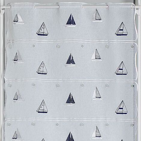 Modulable brodé de voiliers Blanc 45x90 cm