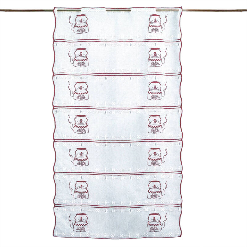 Modulable brodé motif théière Rouge 45x180 cm