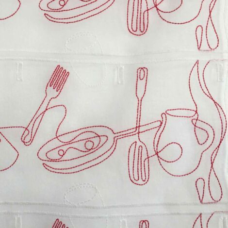 Modulable brodé ustensiles de cuisine Rouge 58x90 cm