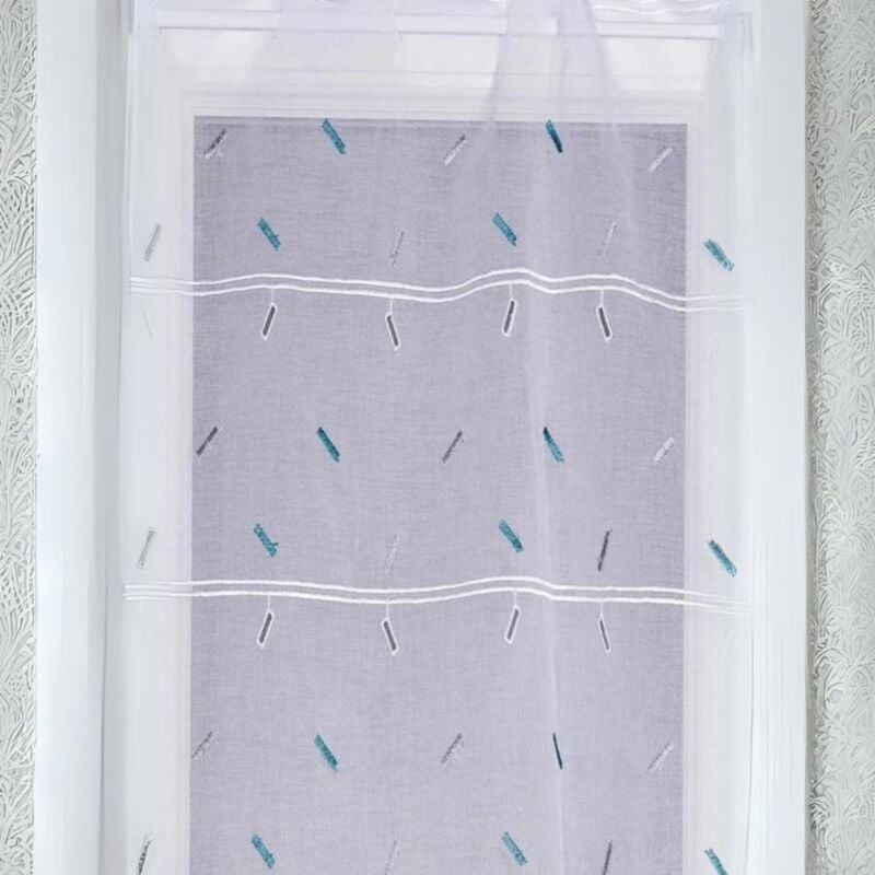 Modulable brodée à motifs géométriques Bleu Paon 0.45x2.2 m