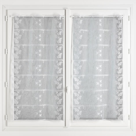 Modulable en maille brodée motif feuilles Blanc 60x90 cm
