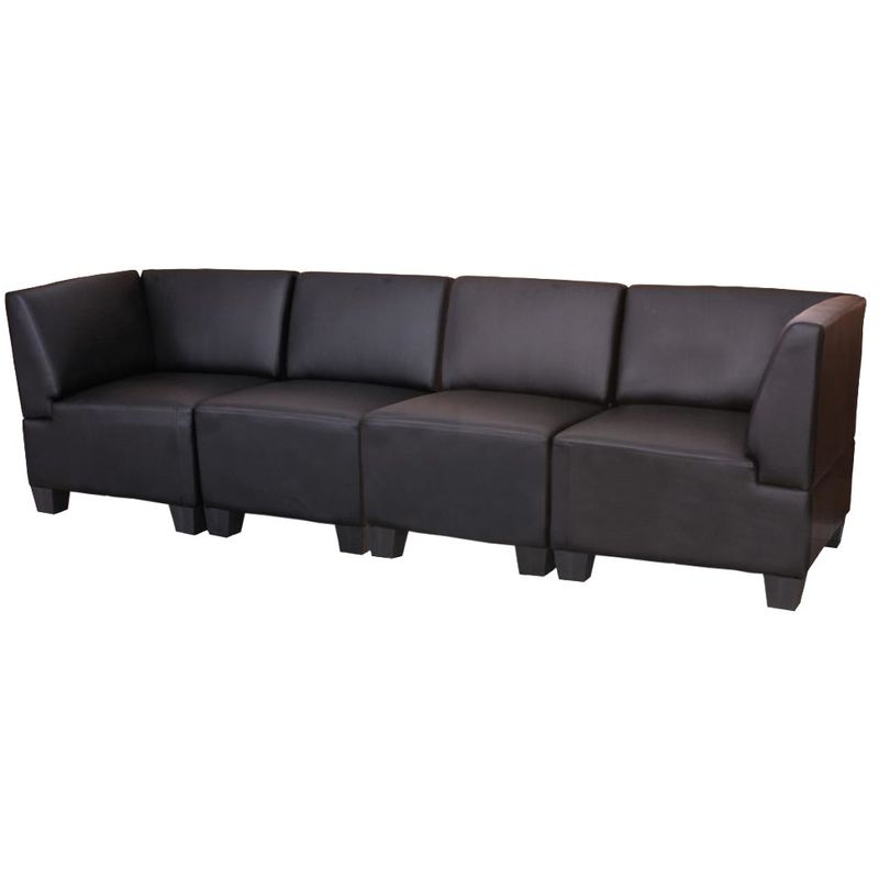 Modular 4-Sitzer Sofa Moncalieri, hohe Armlehnen ~ schwarz ...