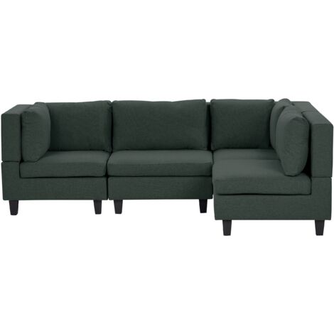 Modular Corner Sofa 4 Seater UNSTAD Fabric Dark Green Left Hand