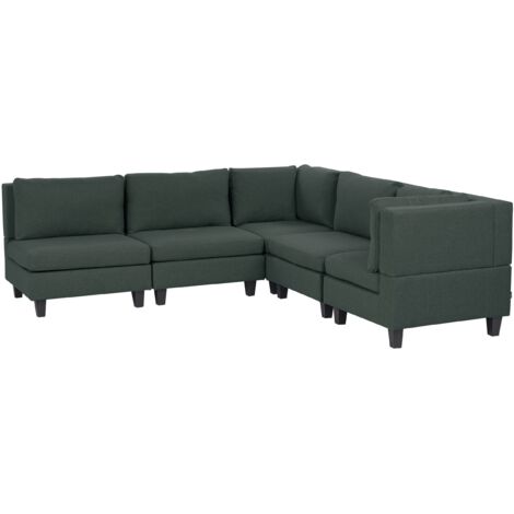 Modular Corner Sofa 5 Seater UNSTAD Fabric Dark Green Left Hand