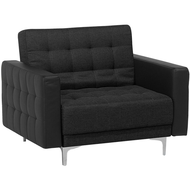 Modern Armchair Reclining Day Bed Graphite Grey Fabric Tufted Aberdeen