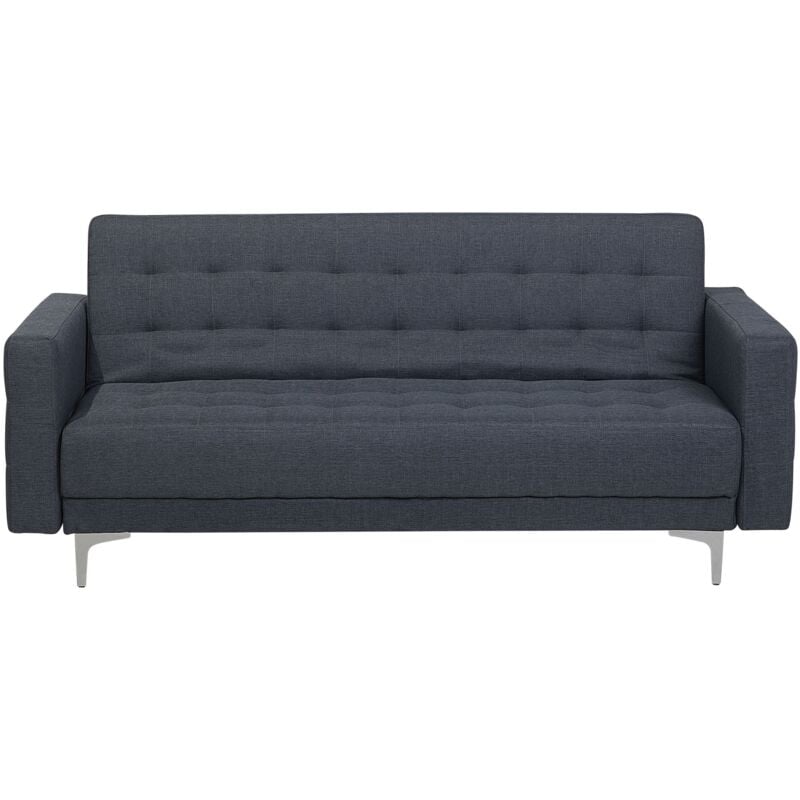 Modern 3 Seater Sofa Bed Dark Grey Fabric Reclining Tufted Aberdeen