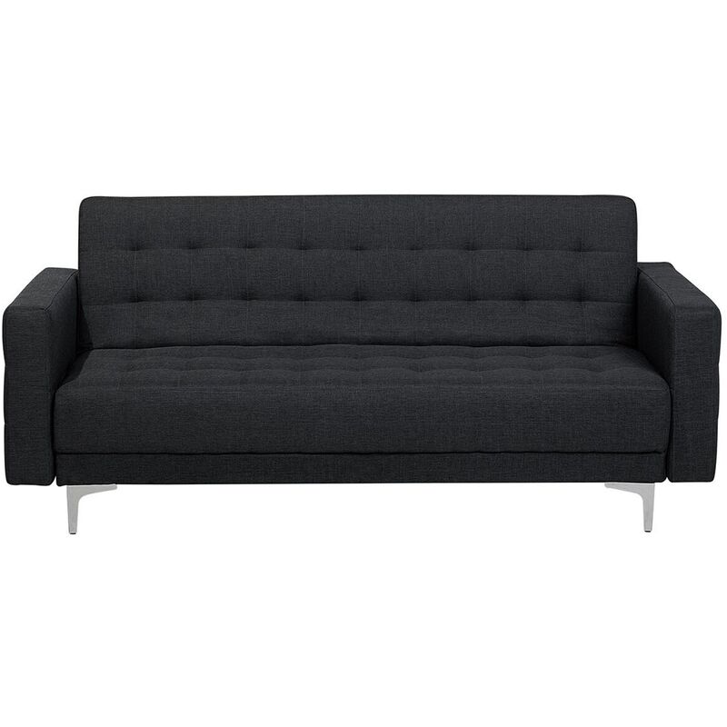 Modern 3 Seater Sofa Bed Graphite Grey Fabric Reclining Tufted Aberdeen