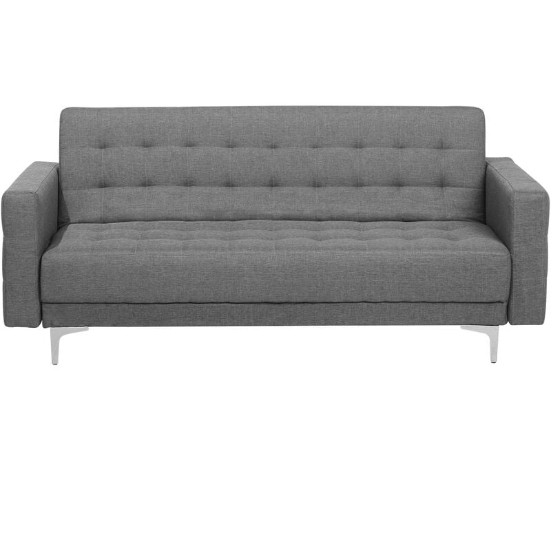 Modern 3 Seater Sofa Bed Grey Fabric Reclining Tufted Aberdeen