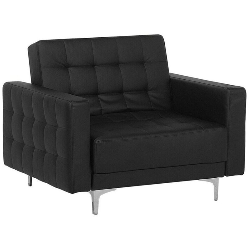 Modern Armchair Reclining Day Bed Black pu Leather Tufted Aberdeen