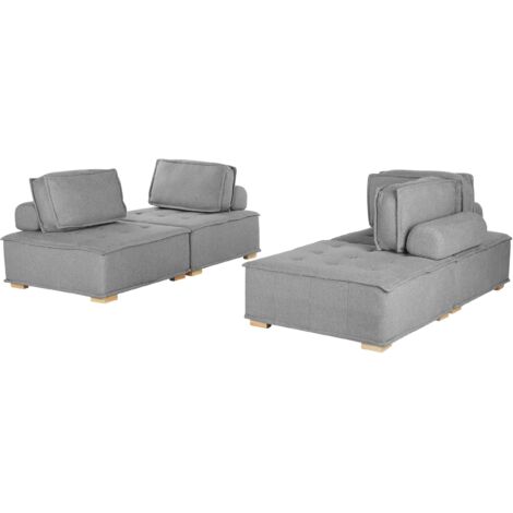 Modular Living Room Set 4 Seater TIBRO Fabric Grey
