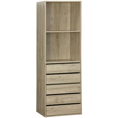 Modular open wardrobe drawer and shelf unit Natural 60x45x180 cm - Modulo