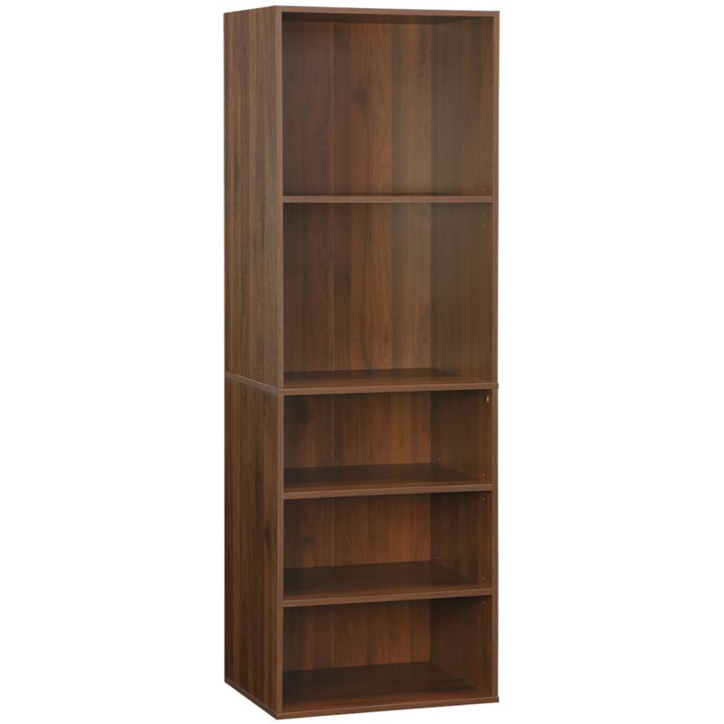 Modular Open Wardrobe Shelf Unit, Modulo, Walnut, 60X45x180 Cm