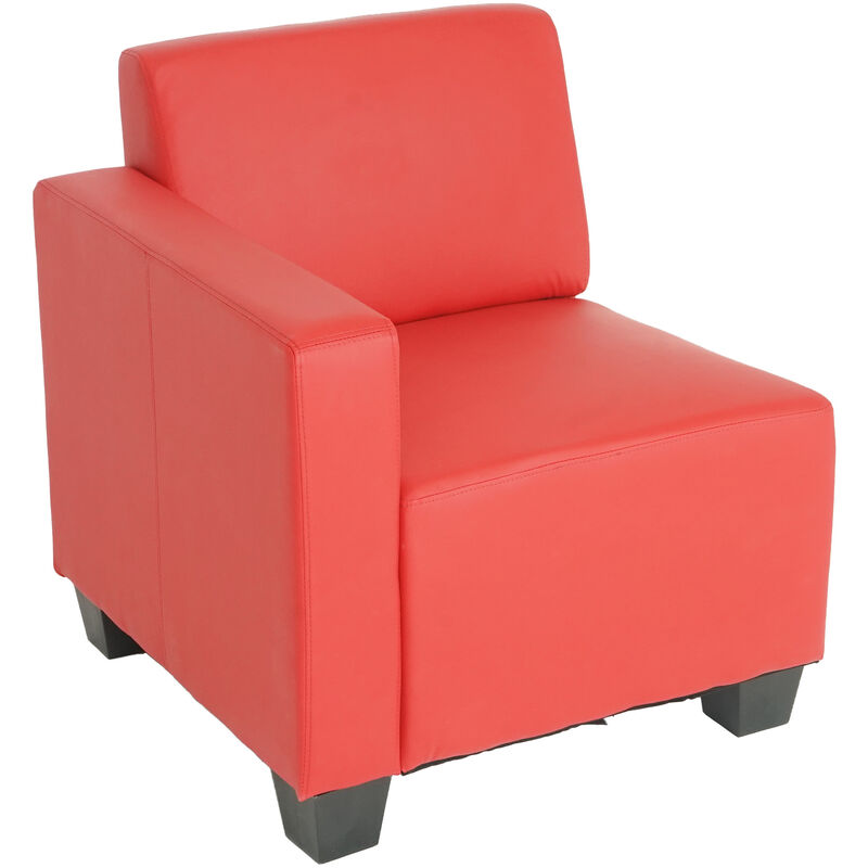 Modular Seitenteil links, Sessel mit Armlehne Moncalieri, Kunstleder ~ rot