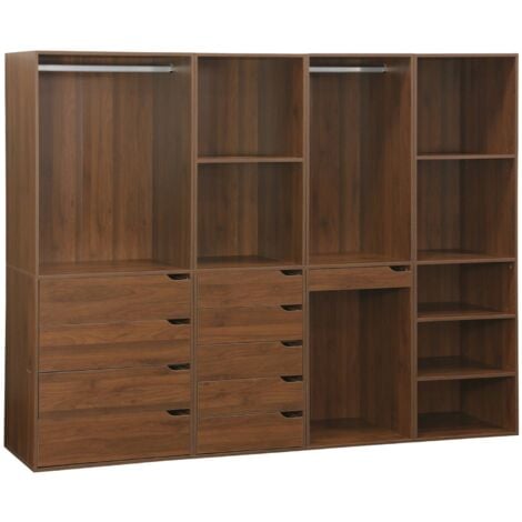 Modular wardrobe kit with 4 units, Modulo, Walnut, 260x45x180 cm